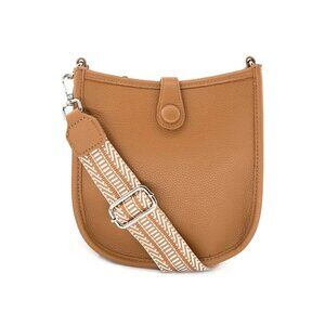 EUC Bandcbag Vegan Leather Crossbody Bag | Tan Brown with Woven Strap